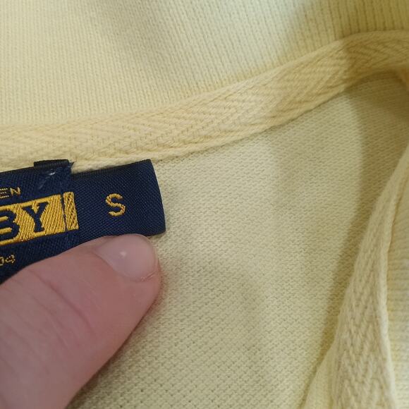 VTG RARE Ralph Lauren Rugby Big Kicker Short Sleeve Yellow Polo Shirt SZ Small - Picture 7 of 12